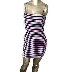 CHARLOTTE RUSSE Juniors Striped Bodycon Dress Size Medium Y2K Skater Mini